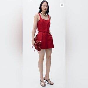 MANGO LINEN-BLEND SUIT BERMUDA SHORTS & VEST